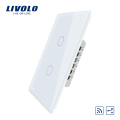 Frete grátis livolo interruptor de alimentação de transferência automática de vidro painel de toque 2 way interruptor de luz remoto